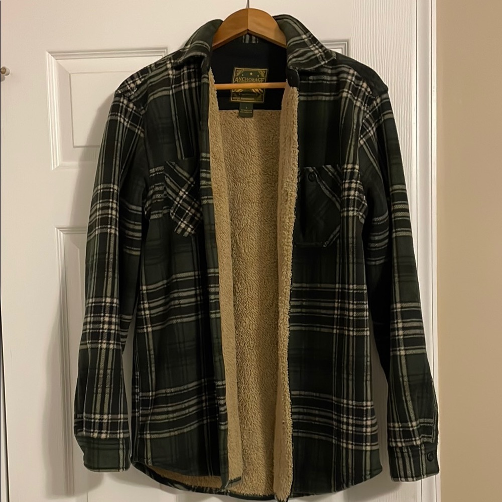 Woolrich Green Plaid Sherpa-Lined Jacket